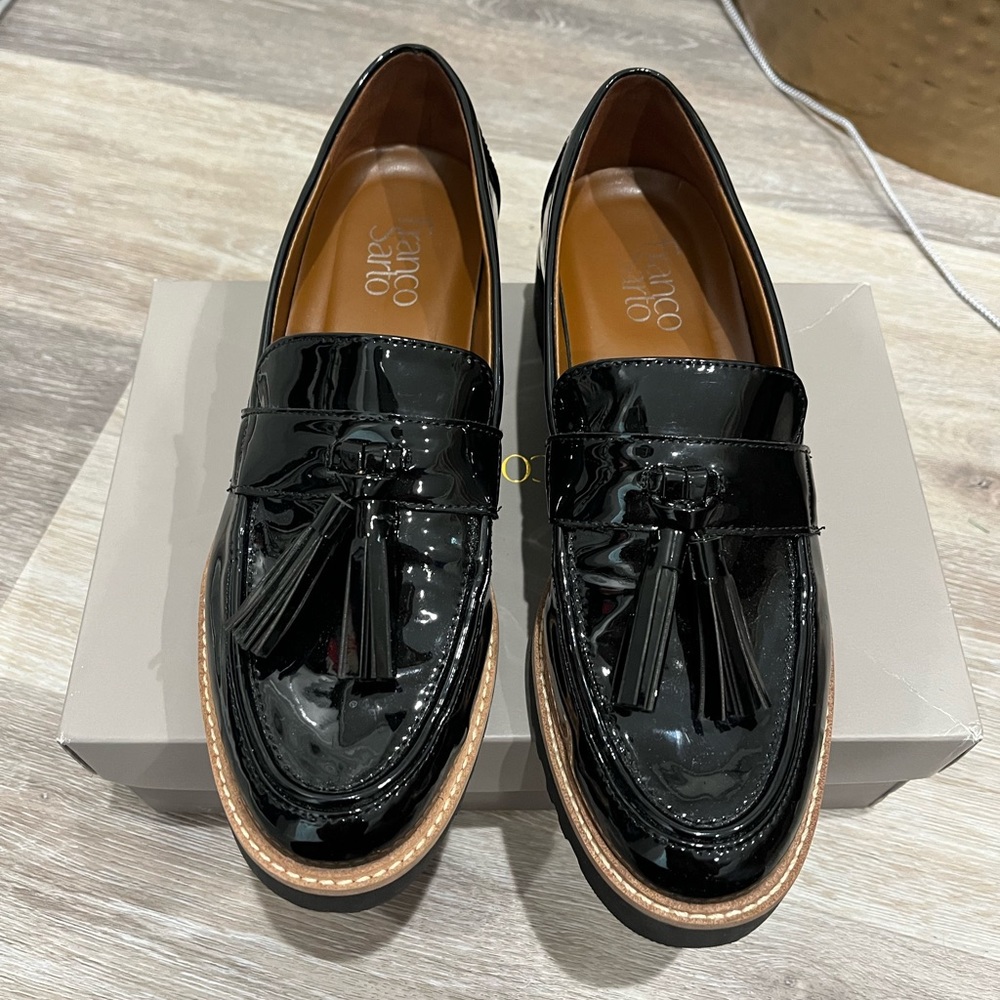 Franco Sarto Carolynn Lug Sole Loafers Patent - WORN ONCE